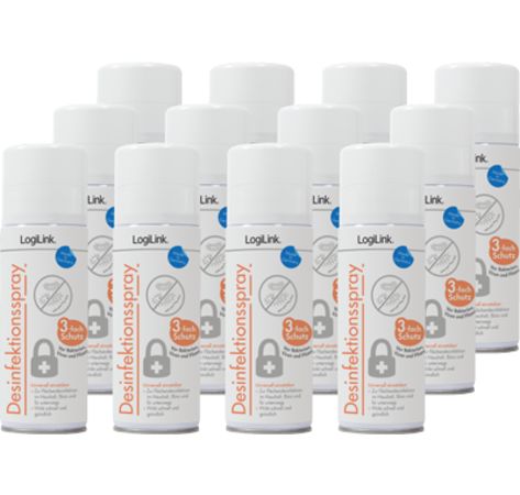 12x LogiLink Reiniger Desinfektionsmittel Flächendesinfektionsspray 200ml